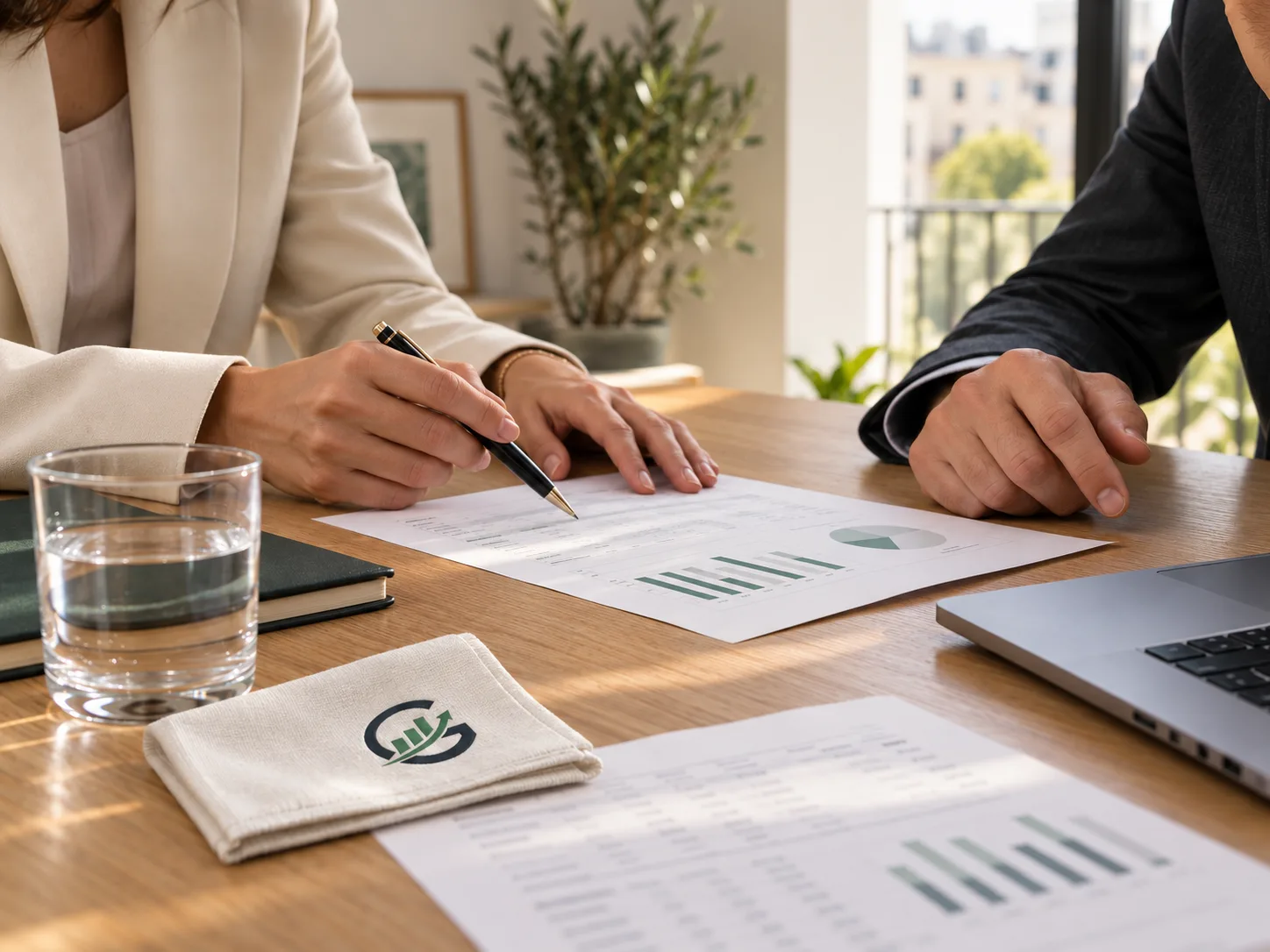 Revisión de un informe financiero con datos de una empresa
